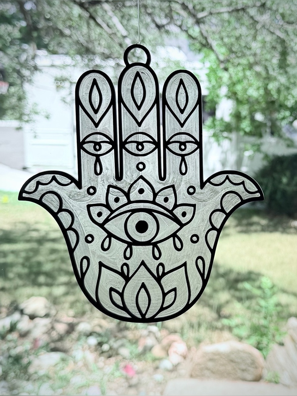 Hamsa Hand Suncatcher, Color Your Own Stained Glass Window Decor